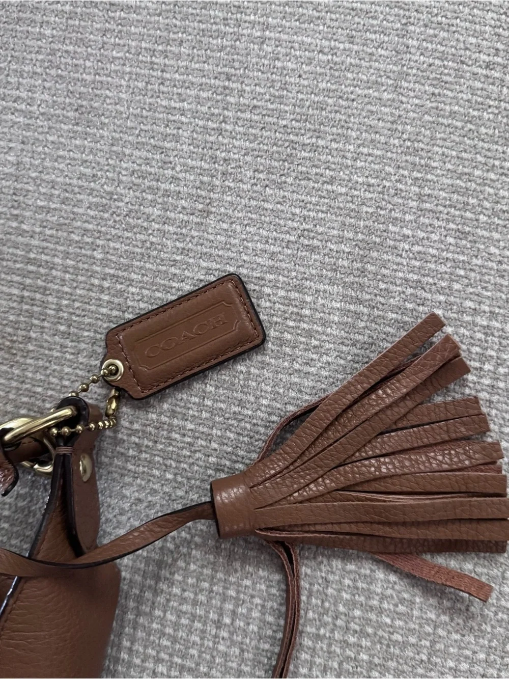 Coach Tan Pebbled Leather Hobo with Tassel